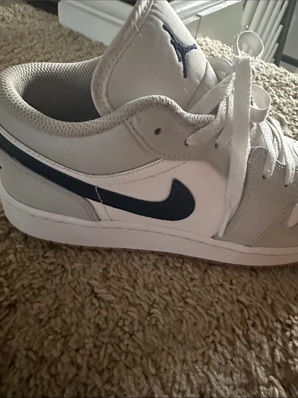 Air Jordan Kids Low-Top Sneakers in White and Navy